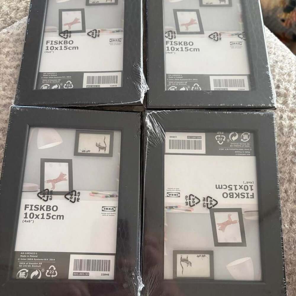 IKEA FISKBO Picture Frame Black 10x15cm 4x6 Set of 4